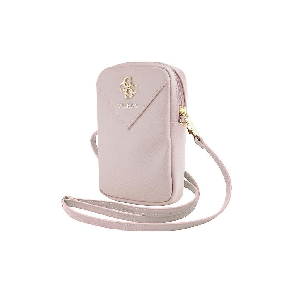 Guess-PU-Grained-4G-Metal-Logo-taska-na-telefon-se-zipem-ruzova