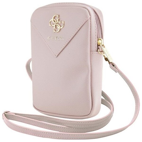 Guess-PU-Grained-4G-Metal-Logo-taska-na-telefon-se-zipem-ruzova