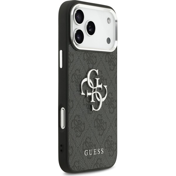 Guess-PU-4G-Metal-Logo-kryt-iPhone-17-Pro-Max-stribrny-cerny