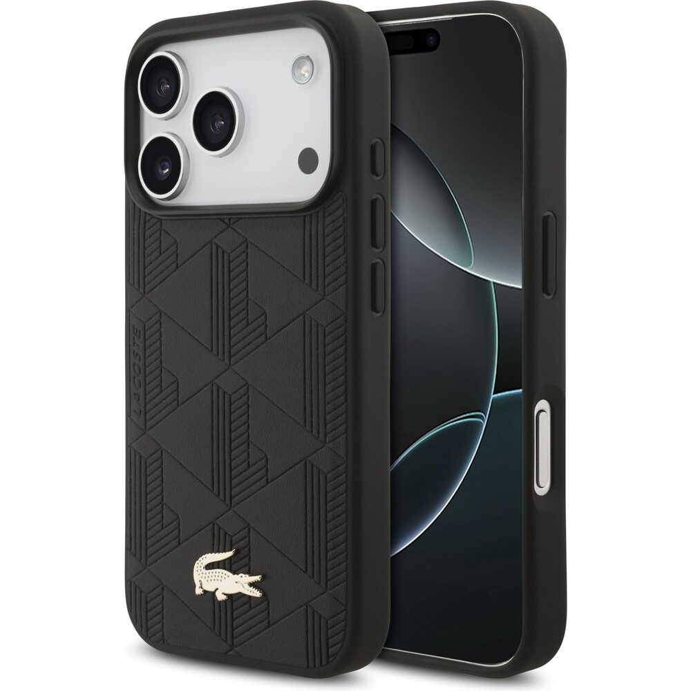 Lacoste-PU-Nomogramme-Gold-Logo-MagSafe-kryt-iPhone-17-Pro-cerny
