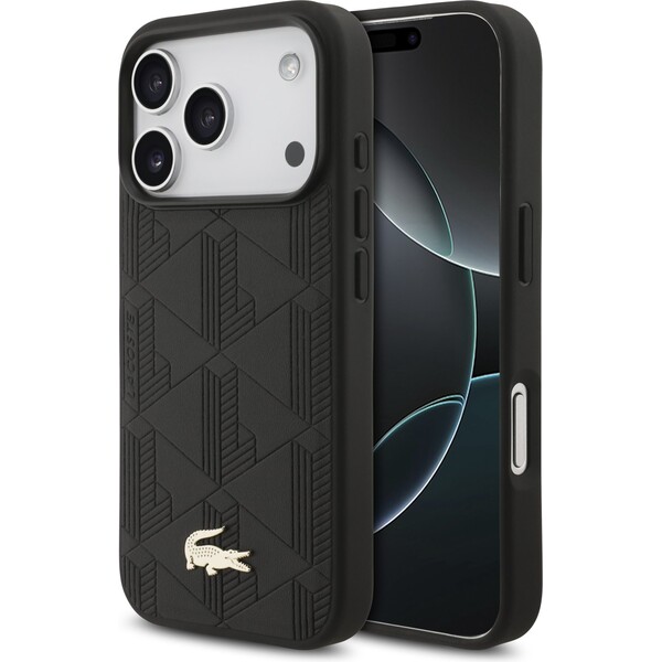Lacoste-PU-Nomogramme-Gold-Logo-MagSafe-kryt-iPhone-17-Pro-cerny