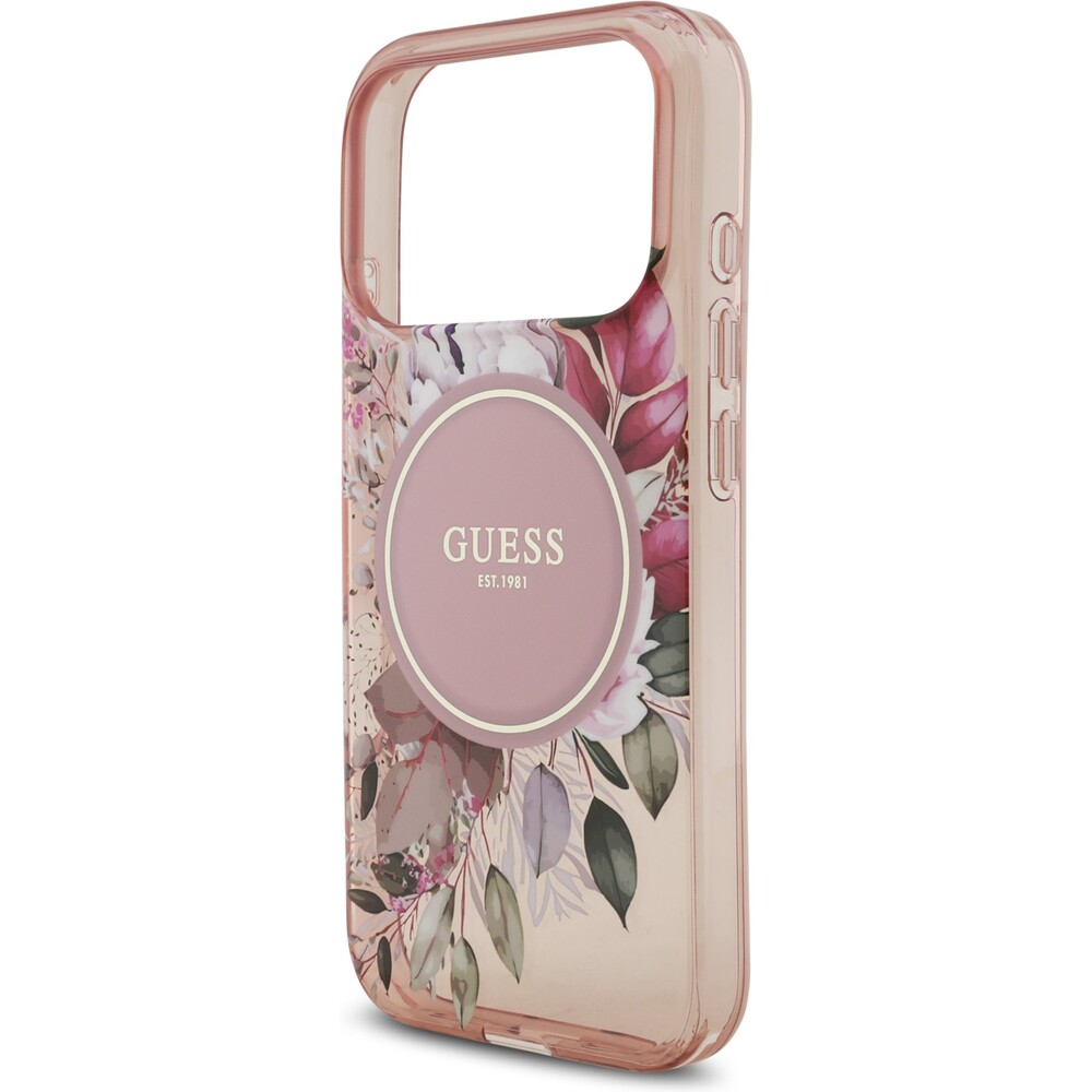 Guess-IML-Flowers-Strap-MagSafe-kryt-iPhone-17-Pro-ruzovy