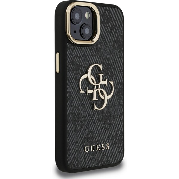 Guess-PU-4G-Metal-Logo-Stand-Camera-Frame-kryt-iPhone-13-cerny