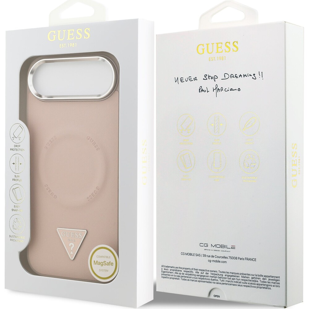 Guess-PU-Leather-Triangle-Logo-MagSafe-kryt-iPhone-Air-ruzovy