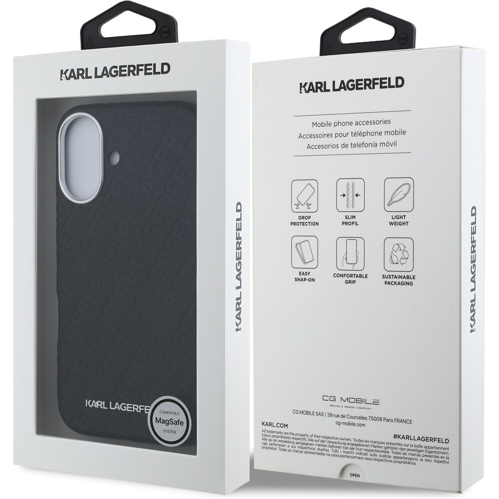 Karl-Lagerfeld-Grained-PU-Repeated-Logo-MagSafe-kryt-iPhone-16-cerny
