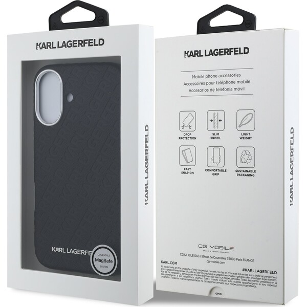 Karl-Lagerfeld-Grained-PU-Repeated-Logo-MagSafe-kryt-iPhone-16-cerny