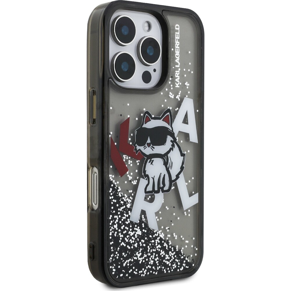 Karl-Lagerfeld-Liquid-Glitter-Scattered-Choupette-kryt-iPhone-16-Pro-Max-cerny