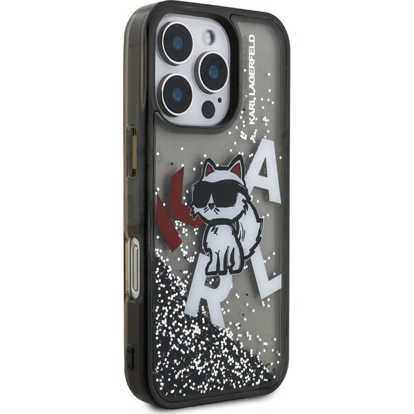 Karl-Lagerfeld-Liquid-Glitter-Scattered-Choupette-kryt-iPhone-16-Pro-Max-cerny