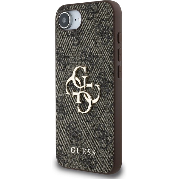 Guess-PU-4G-Metal-Logo-kryt-iPhone-17e-16e-hnedy