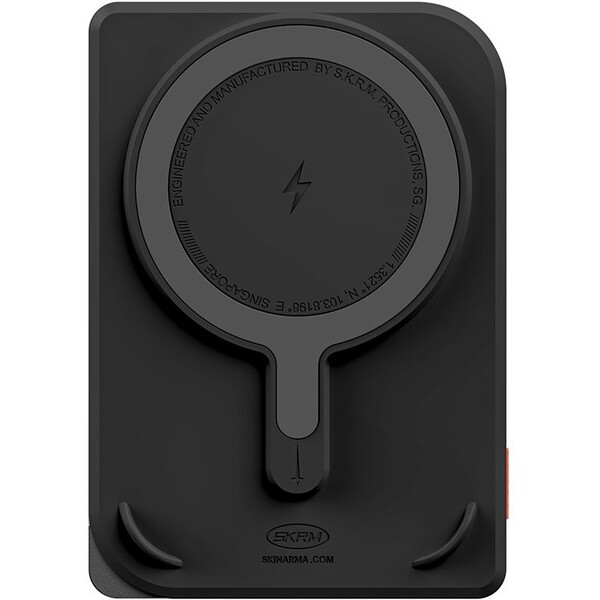 SKINARMA-Nexus-Mecha-MagSafe-powerbanka-se-stojankem-USB-C-PD-5000-mah-cerna