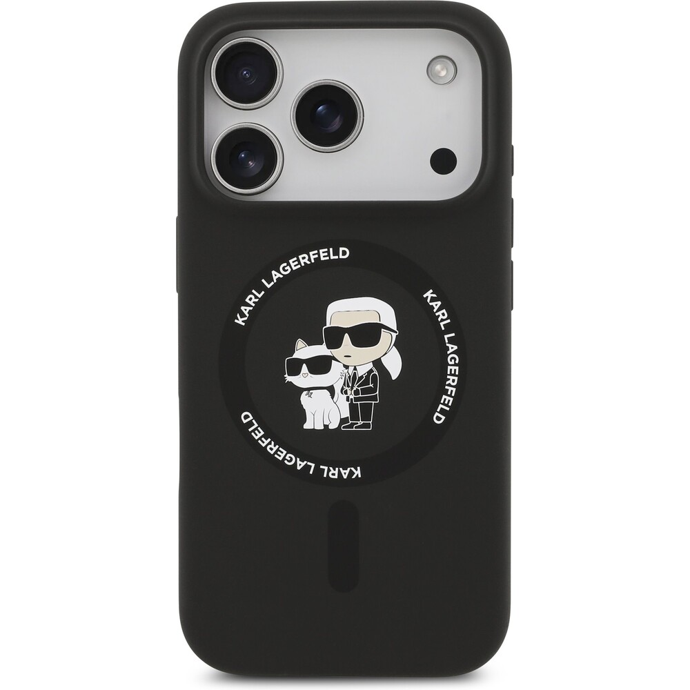 Karl-Lagerfeld-Liquid-Silicone-Karl-and-Choupette-MagSafe-kryt-iPhone-17-Pro-cerny