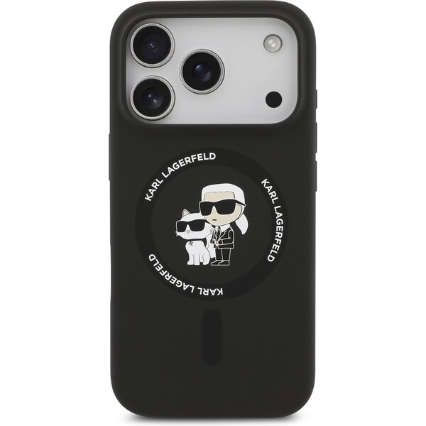 Karl-Lagerfeld-Liquid-Silicone-Karl-and-Choupette-MagSafe-kryt-iPhone-17-Pro-cerny