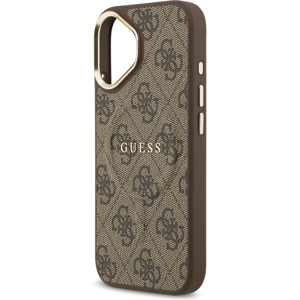 Guess-PU-Leather-4G-Gold-Frame-MagSafe-kryt-iPhone-17-hnedy