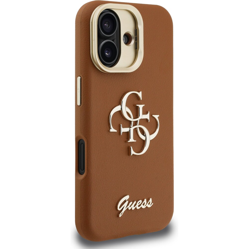 Guess-PU-Grained-4G-Logo-Stand-Camera-Frame-kryt-iPhone-16-hnedy