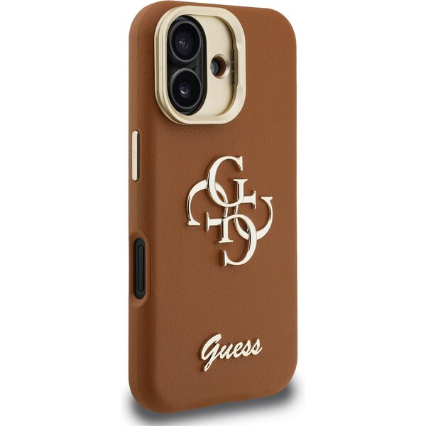 Guess-PU-Grained-4G-Logo-Stand-Camera-Frame-kryt-iPhone-16-hnedy