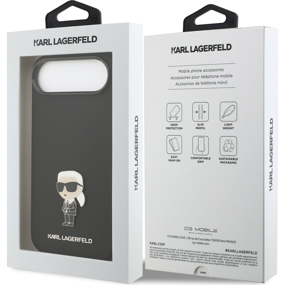 Karl-Lagerfeld-Liquid-Silicone-Metal-Ikonik-kryt-iPhone-Air-cerny