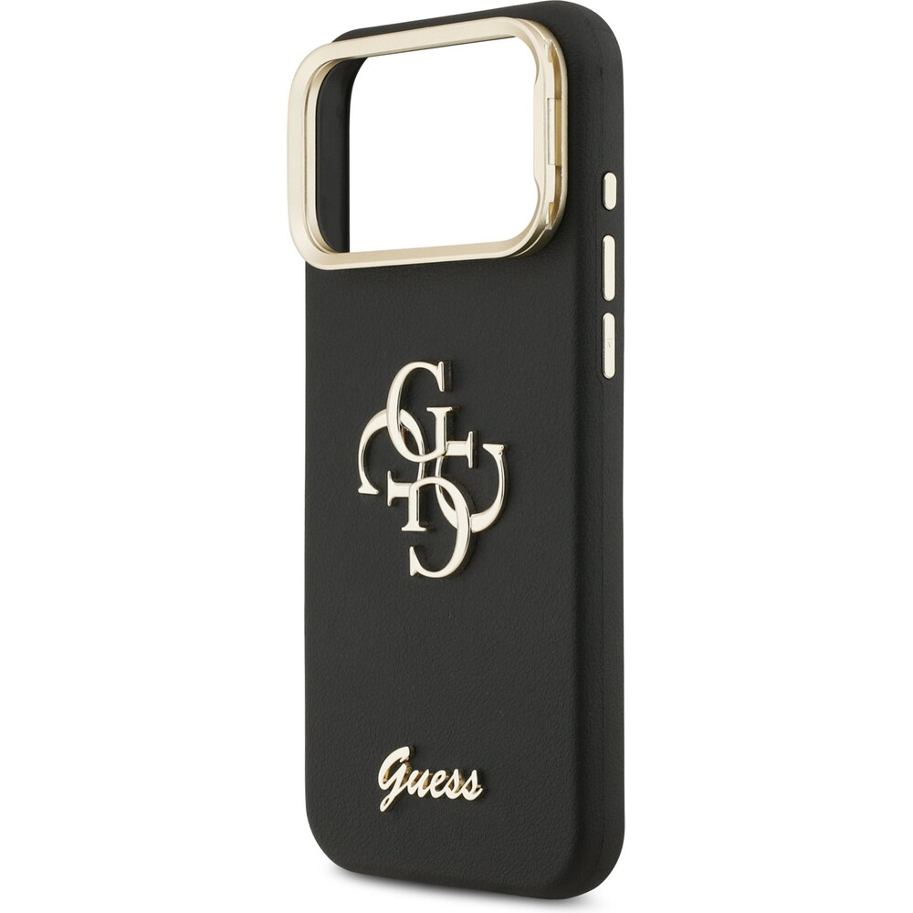 Guess-PU-Grained-4G-Logo-Stand-Camera-Frame-kryt-iPhone-17-Pro-Max-cerny
