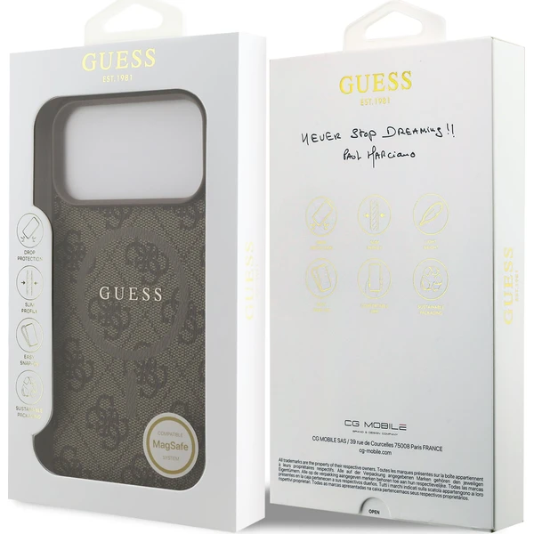 Guess-PU-Leather-4G-Colored-Ring-MagSafe-Zadni-Kryt-pro-iPhone-17-Pro-Max-hnedy