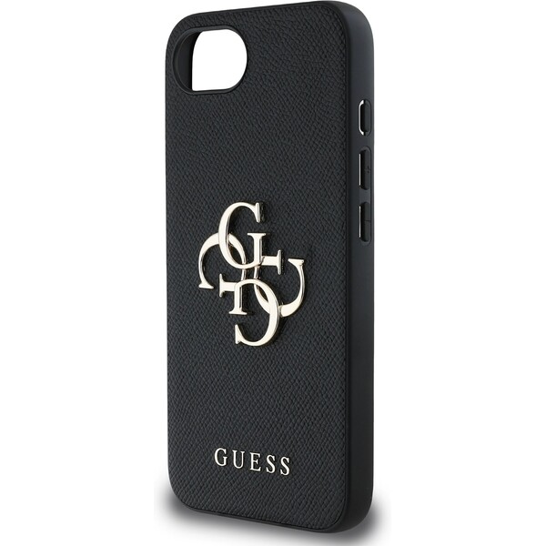 Guess-PU-Grained-4G-Metal-Logo-kryt-iPhone-17e-16e-cerny