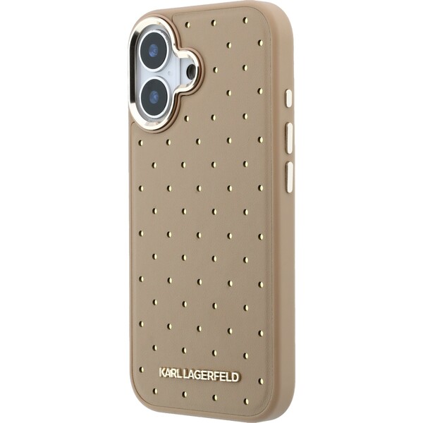 Karl-Lagerfeld-PU-Perforated-Gold-Dots-MagSafe-kryt-iPhone-17-bezovy