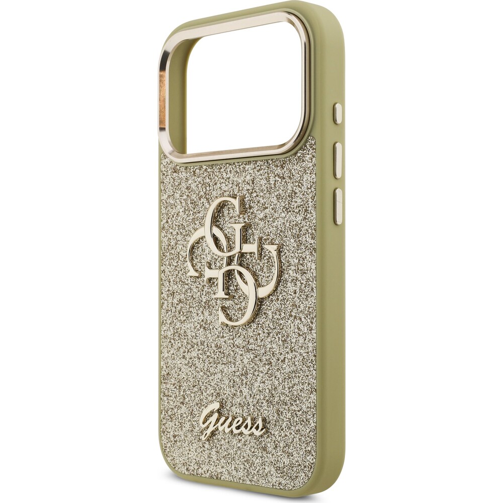 Guess-PU-Fixed-Glitter-4G-Metal-Frame-kryt-iPhone-17-Pro-zlaty