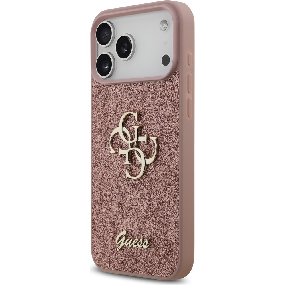 Guess-PU-Fixed-Glitter-4G-Metal-Logo-kryt-iPhone-17-Pro-Max-ruzovy