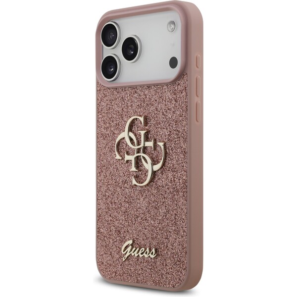 Guess-PU-Fixed-Glitter-4G-Metal-Logo-kryt-iPhone-17-Pro-Max-ruzovy