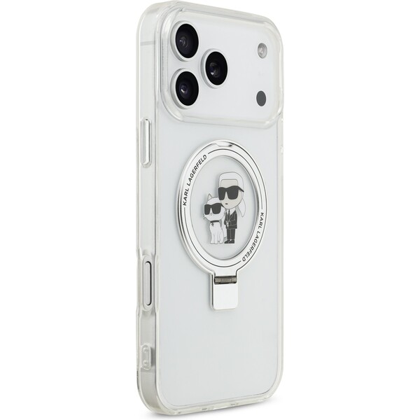 Karl-Lagerfeld-Ringstand-Karl-and-Choupette-MagSafe-kryt-iPhone-17-Pro-Max-bily