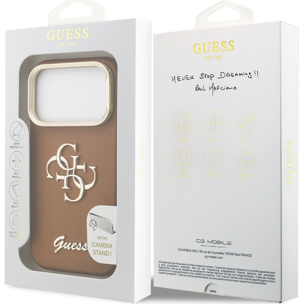 Guess-PU-Grained-4G-Logo-Stand-Camera-Frame-kryt-iPhone-17-Pro-hnedy