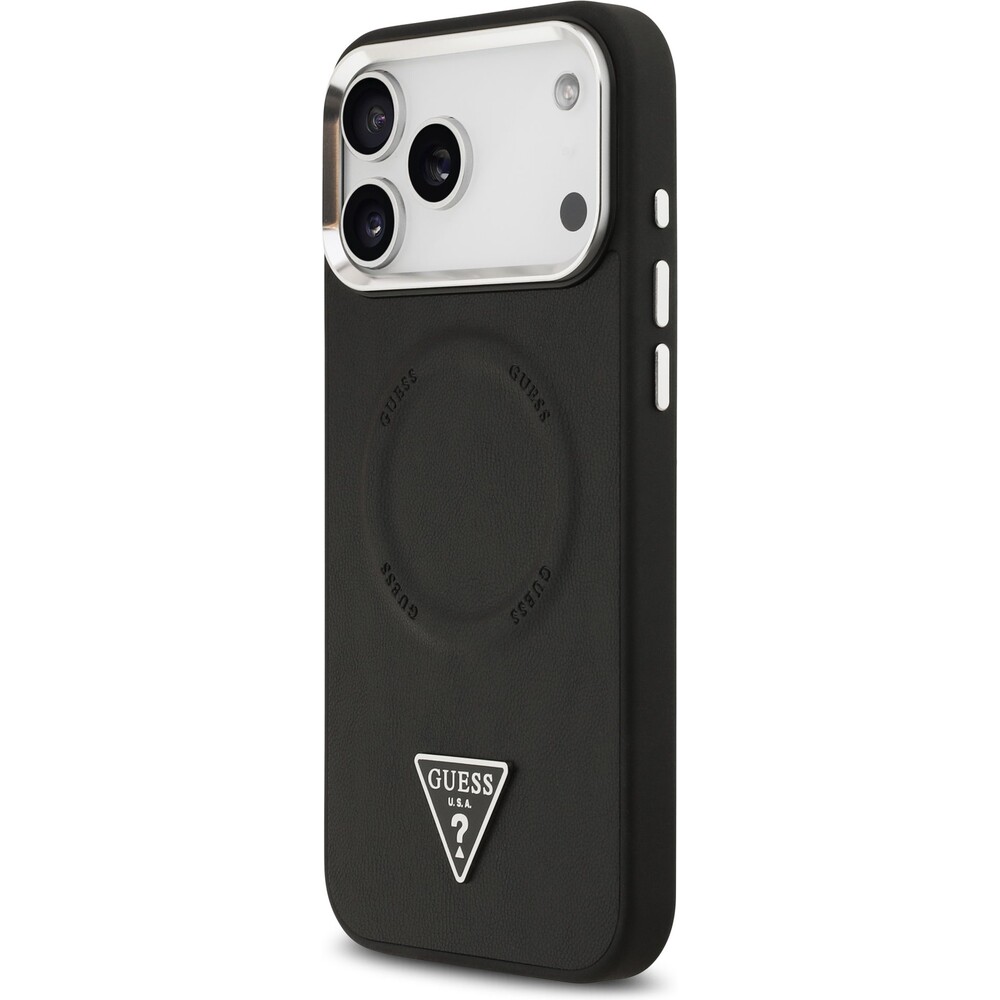 Guess-PU-Leather-Triangle-Logo-MagSafe-kryt-iPhone-17-Pro-Max-cerny