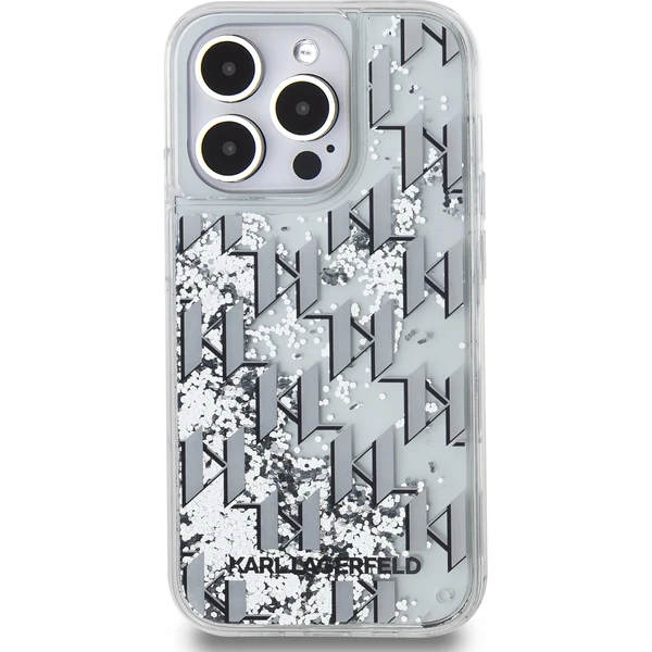 Karl Lagerfeld Liquid Glitter Monogram Gradient zadní kryt iPhone 14 Pro Max bílý - Pouzdra - Obrázek 41O5000J01
