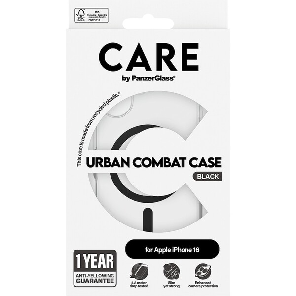 PanzerGlass-CARE-kryt-Apple-iPhone-16-MagSafe-Urban-Combat-ciry-cerny