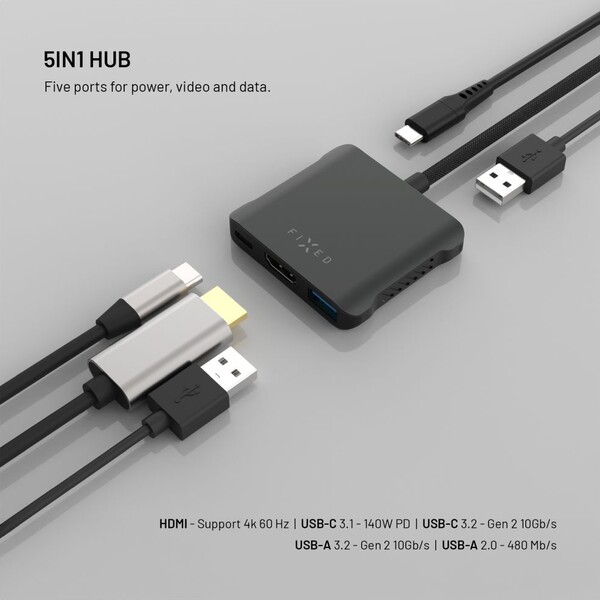 FIXED-HUB-Quadri-hlinikovy-USB-C-hub-pro-notebooky-140W-PD-3-1-vesmirne-cerny