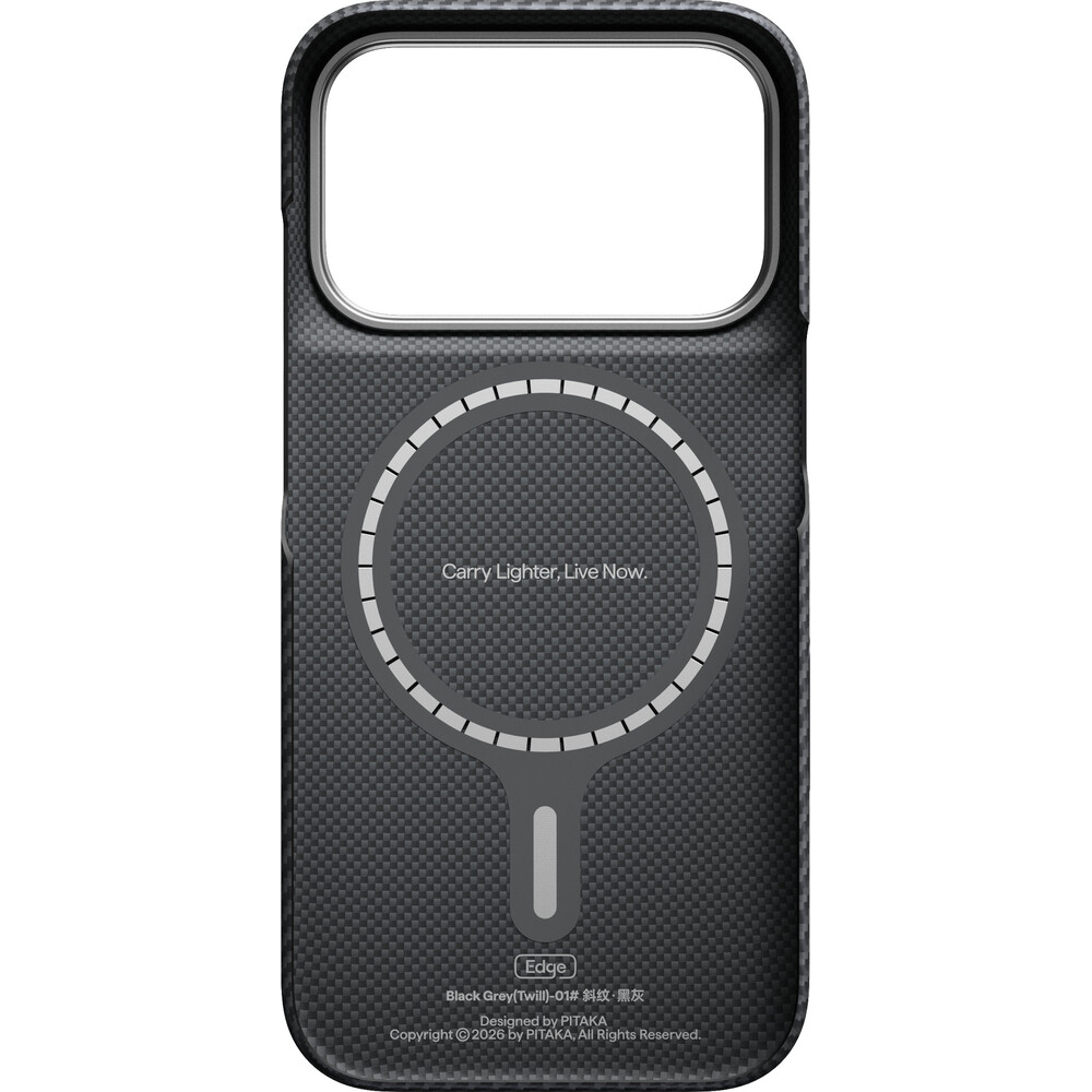 Pitaka-Edge-Case-MagSafe-kryt-iPhone-18-Pro-Black-Grey-Twill