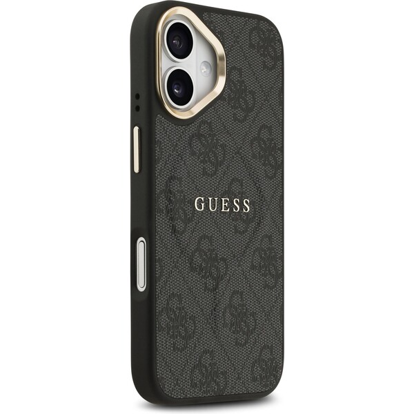 Guess-PU-Leather-4G-Gold-Frame-MagSafe-kryt-iPhone-17-cerny