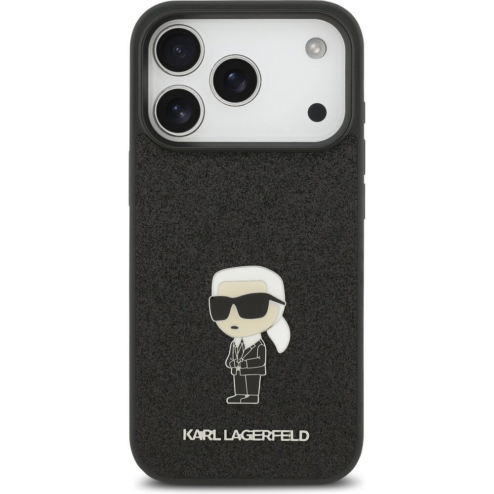 Karl-Lagerfeld-Fixed-Glitter-Metal-Ikonik-kryt-iPhone-17-Pro-cerny