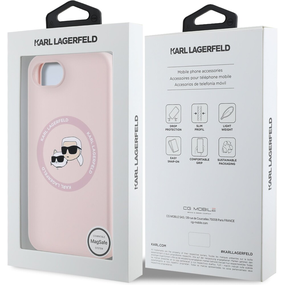 Karl-Lagerfeld-Liquid-Silicone-K-CH-Heads-MagSafe-kryt-iPhone-17e-16e-ruzovy