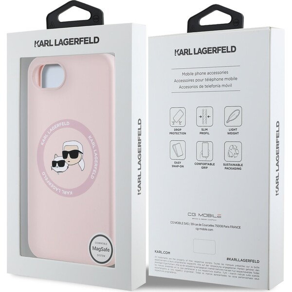 Karl-Lagerfeld-Liquid-Silicone-K-CH-Heads-MagSafe-kryt-iPhone-17e-16e-ruzovy