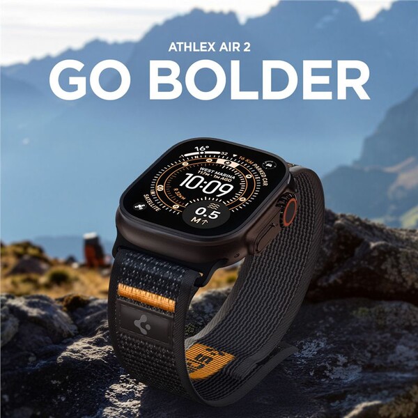Spigen-Athlex-Air-2-Active-reminek-Apple-Watch-49-46-45-44mm-cerny-oranzovy