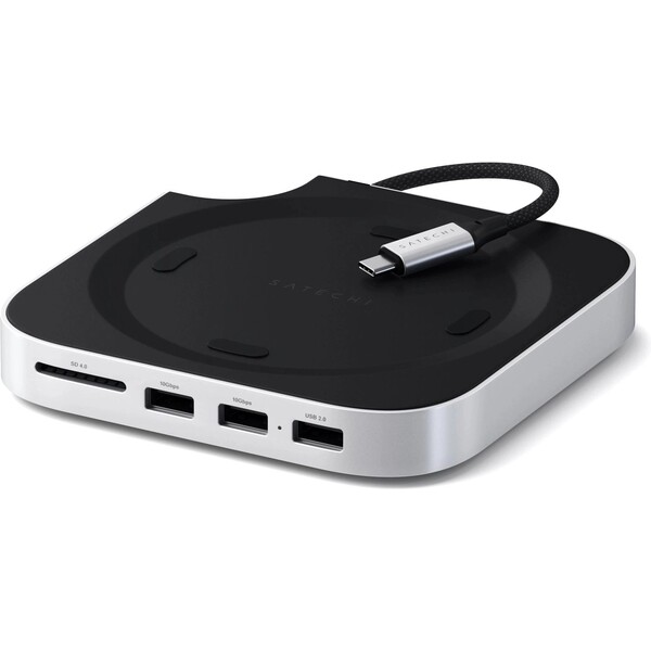 Satechi-Mac-Mini-M4-Stand-Hub-s-SSD-Enclosure-bily