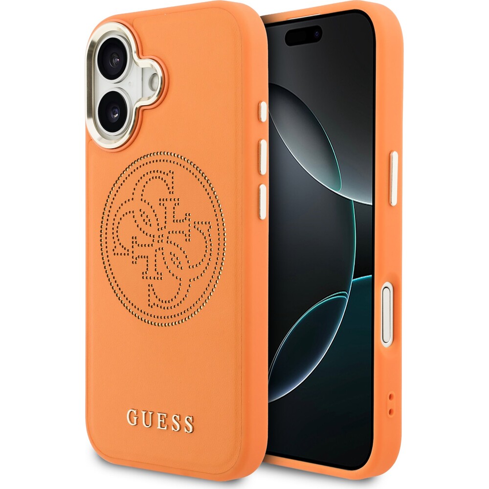 Guess-PU-Perforated-4G-Logo-MagSafe-kryt-iPhone-17-oranzovy