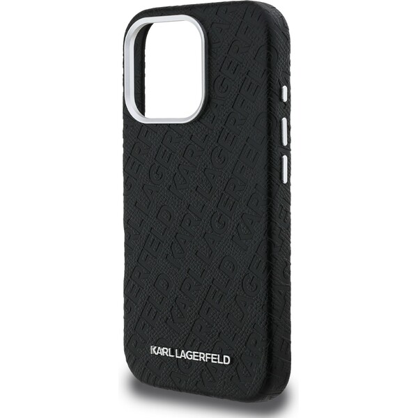 Karl-Lagerfeld-Grained-PU-Repeated-Logo-MagSafe-kryt-iPhone-16-Pro-Max-cerny
