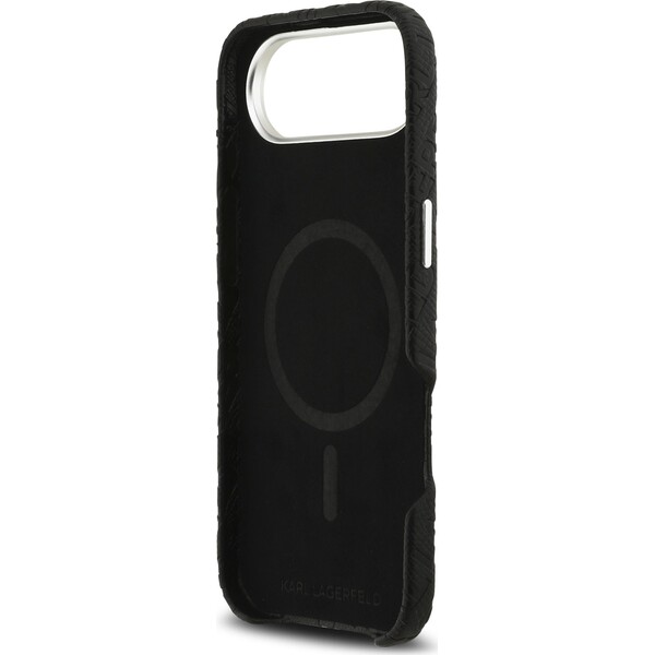 Karl-Lagerfeld-Grained-PU-Repeated-Logo-MagSafe-kryt-iPhone-Air-cerny