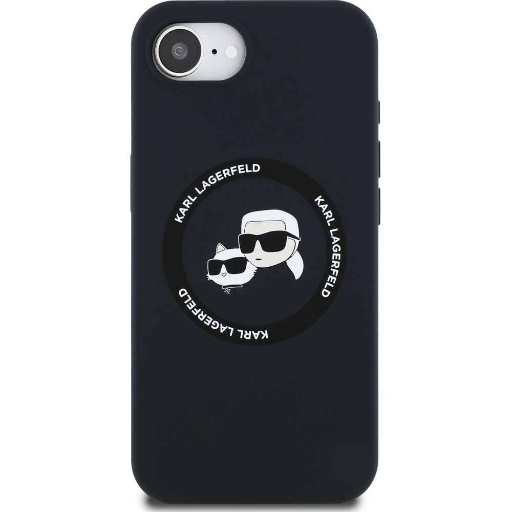 Karl-Lagerfeld-Liquid-Silicone-K-CH-Heads-MagSafe-kryt-iPhone-17e-16e-cerny