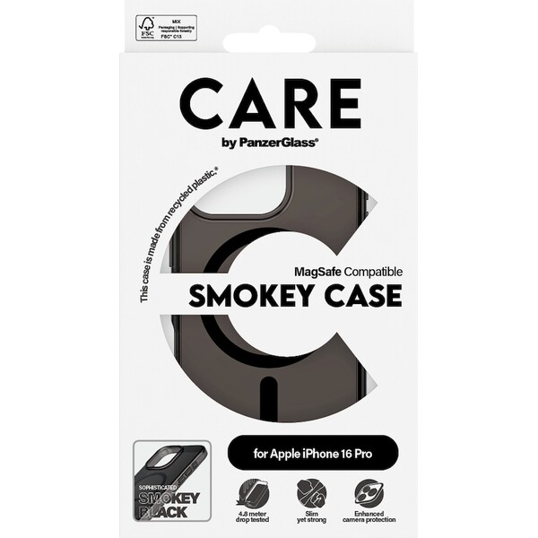 PanzerGlass-CARE-kryt-Apple-iPhone-16-Pro-MagSafe-Smokey-kourovy-cerny