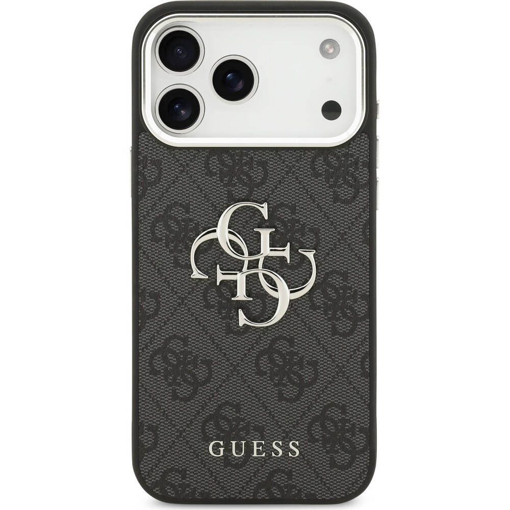 Guess-PU-4G-Metal-Logo-kryt-iPhone-17-Pro-Max-stribrny-cerny