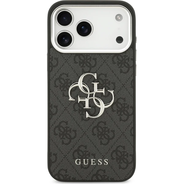 Guess-PU-4G-Metal-Logo-kryt-iPhone-17-Pro-Max-stribrny-cerny