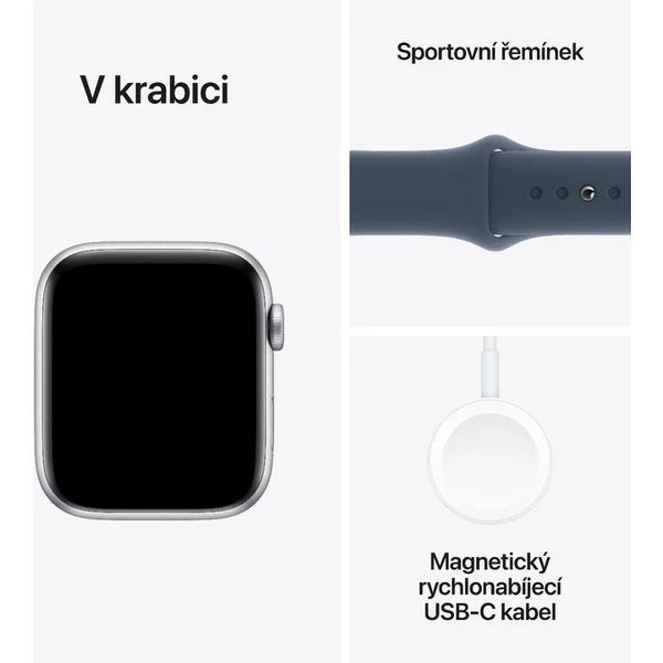 Apple Watch SE Cellular 44mm Stříbrný hliník s bouřkově modrým sportovním řemínkem M/L - Chytré hodinky - Obrázek 45C6000701
