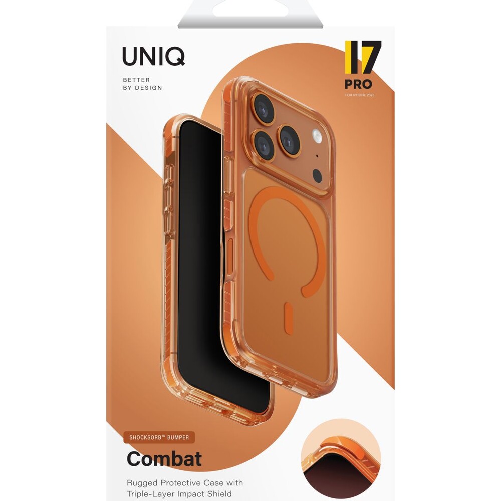 UNIQ-Combat-MagClick-MagSafe-kryt-iPhone-17-Pro-Volt-Orange