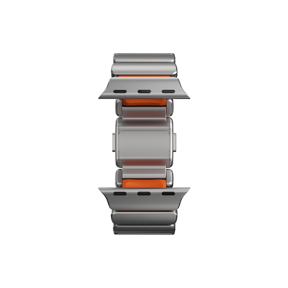 Nomad-Stratos-Band-FKM-reminek-Apple-Watch-45-46-49mm-Natural-Titanium-Ultra-Orange
